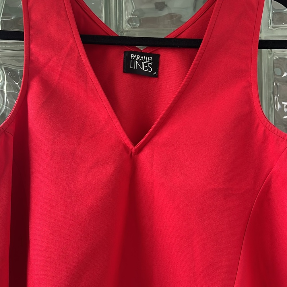 Parallel Lines Swing Crop Top. Size Medium (Red) - image 2